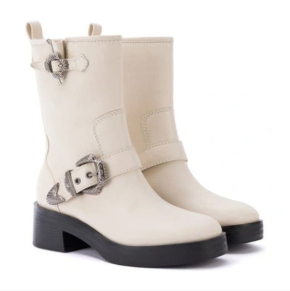 LARROUDE Hardy Buckle Boot In White - Picture 1 of 9